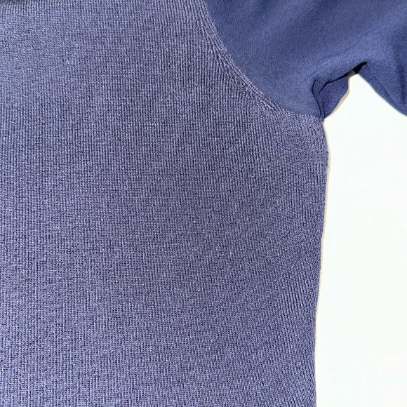 Ted Baker 4 L BRYANNA Navy V-Neck Fine Knit Chiffon Sheer Sleeve Sweater - Picture 14 of 14